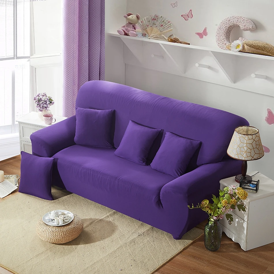 Ungu Warna Solid Elastis Polyester Meliputi Universal Sofa Selimut Ungu Warna Solid Elastis Polyester Meliputi Universal Sofa Selimut