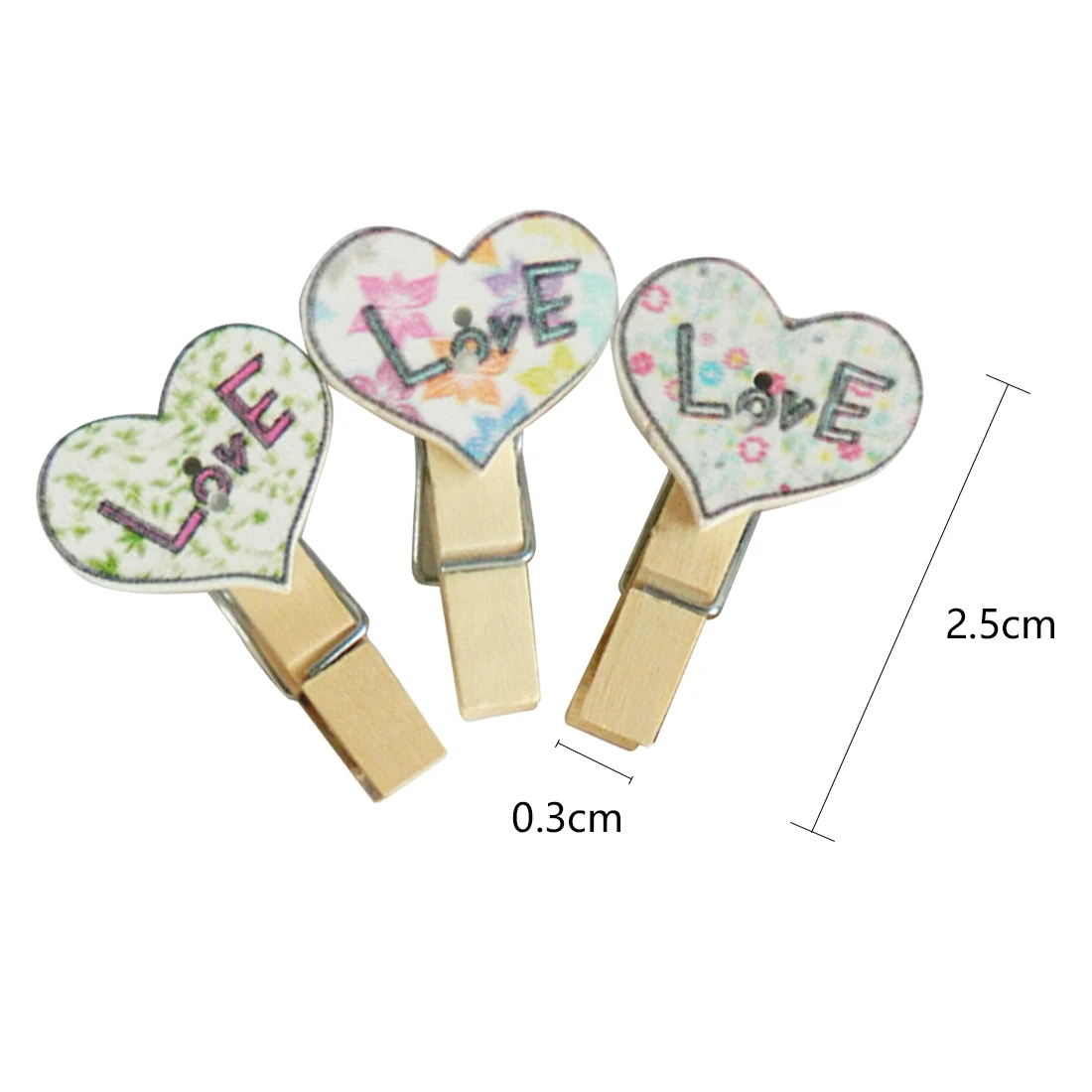 

FangNymph 10Pcs/Pack Colorful Mini Printing Love Wooden Clothes Paper Photo Clips Craft Postcard Gift Clips
