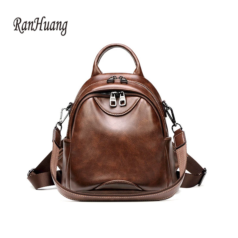 

RanHuang Women Soft Leather Backpack High Quality Small Backpack School Shoulder Bags For Teenage Girls Vintage Rucksacks A1425