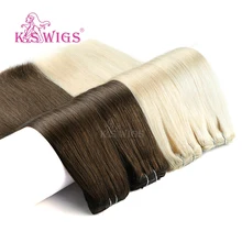 K.S парики прямые Remy натуральные человеческие трессы с полной головкой клип в человеческих волос для наращивания 7 шт./компл. 16 клипов 24 ''140 г