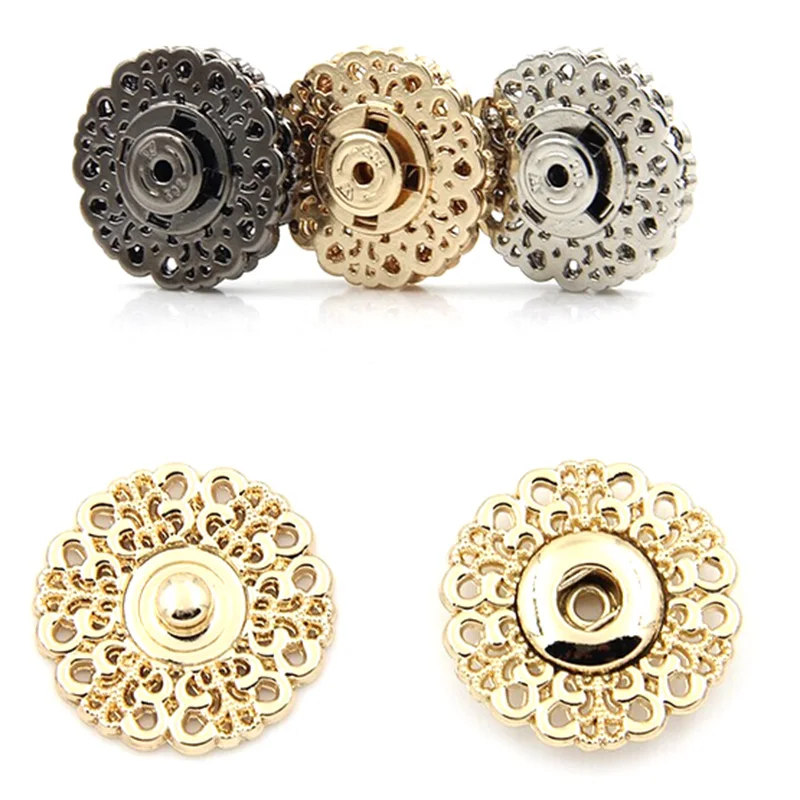 

10set 15mm 18mm 21mm 25mm Metal Snap Fasteners Clasps Button For Handbag Purse Wallet Craft Suit buckles Bags Parts Accessories