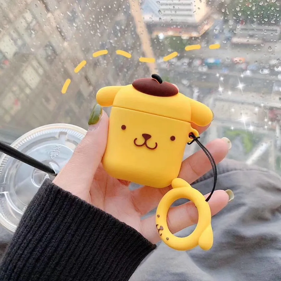 For AirPods Case Cute Cartoon Puppy Dog Earphone Case For Apple Airpods 2 Silicone Lovely Protector Cover with Finger Ring Strap