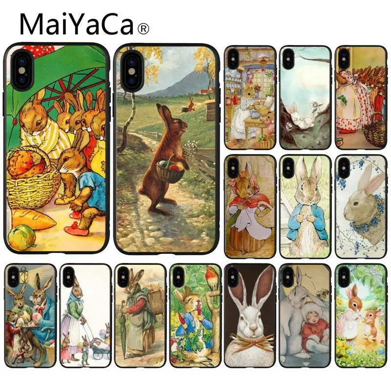 

MaiYaCa Cute Peter Rabbit Funda TPU Soft Silicone Black Phone Case for iPhone X XS MAX 6 6S 7 7plus 8 8Plus 5 5S XR