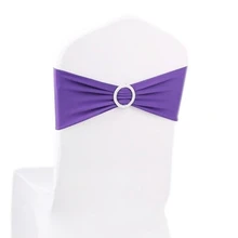 100 шт. фиолетовая лайкра спандекс стул Обложка с пряжкой для вечерние украшение для свадебного банкета