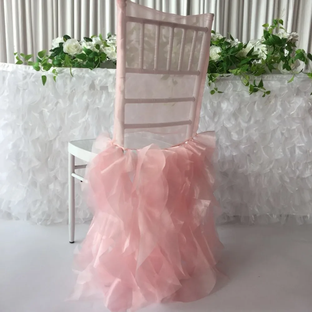 New Design Lovely 100 pcs/lot Light Pink Cruly Ruffule Chiavari Chair
