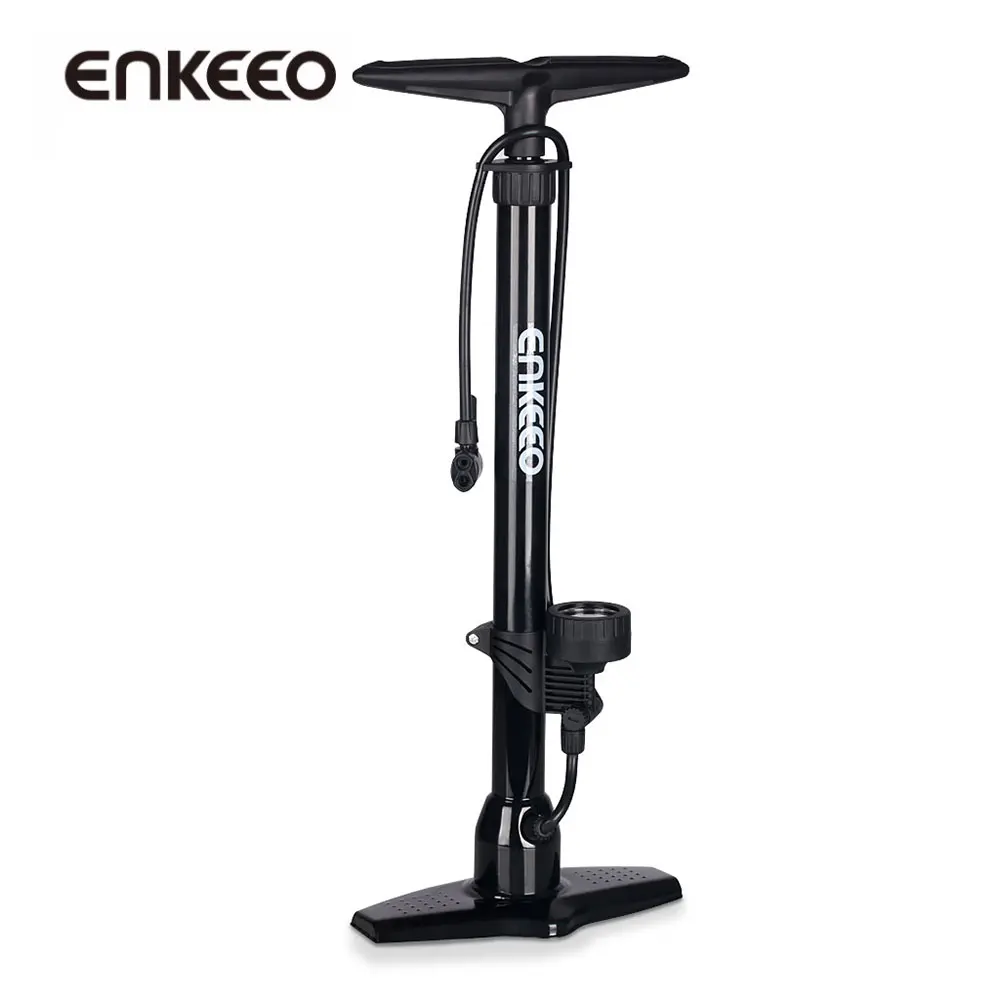 

Enkeeo Bicycle Floor Pump With Gauge Max 160PSI Capacity Compatible Presta Schrader Bicycle Accessories