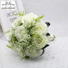Perfectlifeoh Buque De Noiva для женщин подружки невесты свадебные цветы романтические розы и babysbreat Свадебные букеты