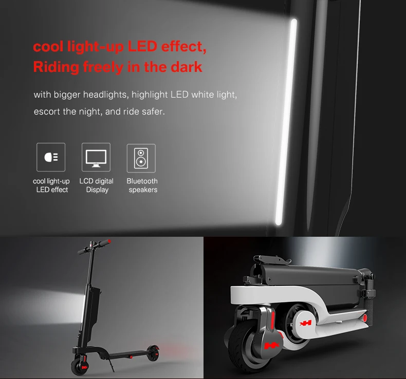 Discount 2017 HX X6 4.4AH Electirc Scooter Mini compact Design Electric Vehicle with Bluetooth 9