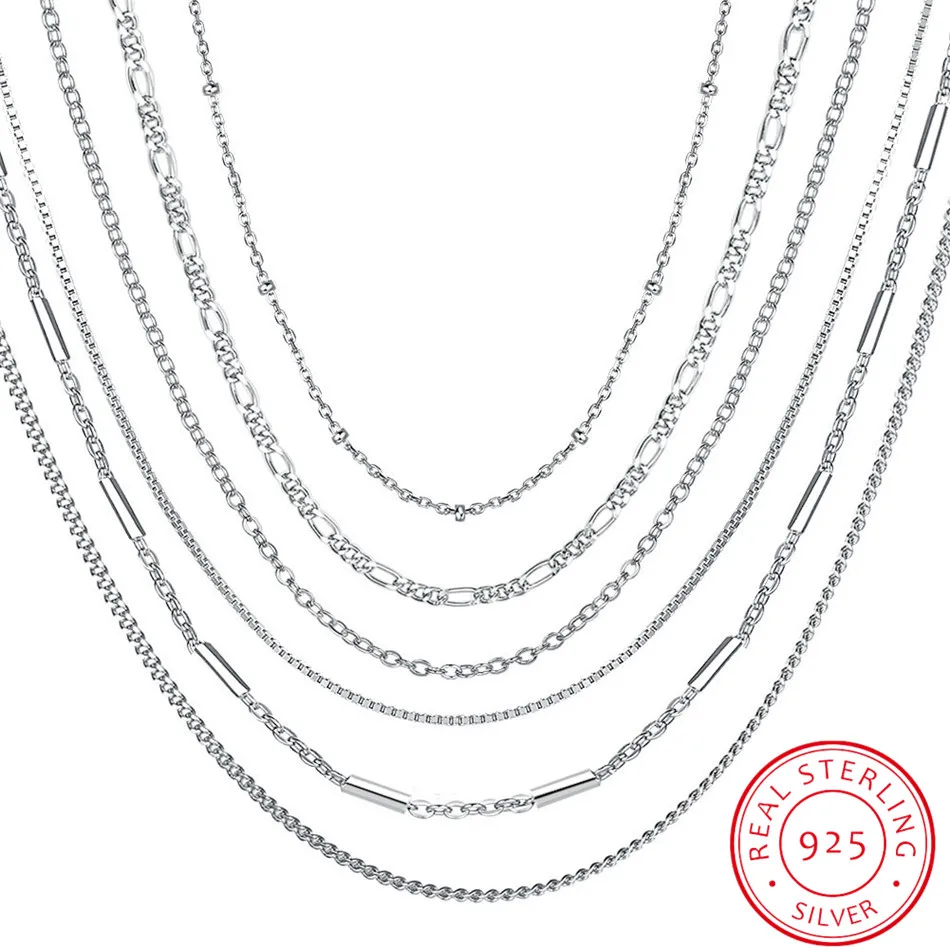 

INALIS 925 Sterling Silver Chain Woman Fashion Charm 925 Silver Necklace Original Basic Chain Luxury Jewelry