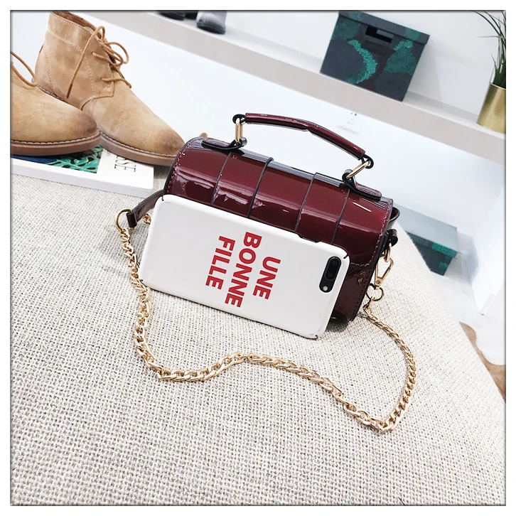 BENVICHED Lacquer bag women 2019 new Korean version handbag Joker chic chain Boston Single Shoulder bag Satchel c132 7 20180828_163955_070