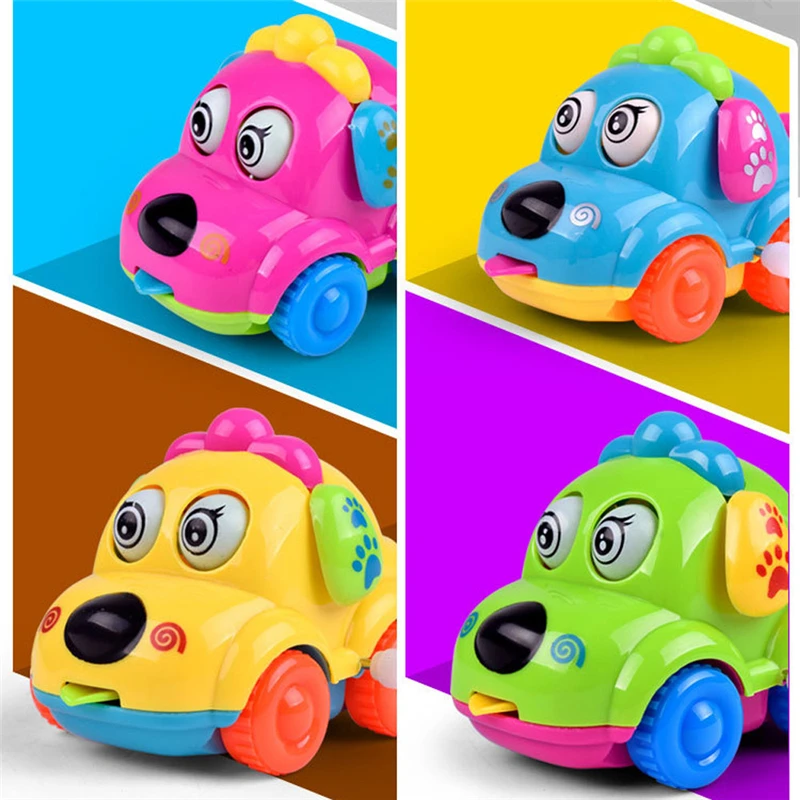 Высокое качество Детские Заводной Забавные игрушки мультфильм щенка Заводной автомобиль Развивающие игрушки многоцветная игрушечная машинка с животным Прямая
