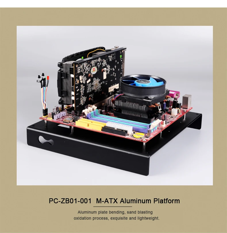 QDIY PC-ZB01 MicroATX открытие алюминиевый сплав ПК аппаратное обеспечение материнская плата дисплей платформа Кронштейн Рамка Шасси
