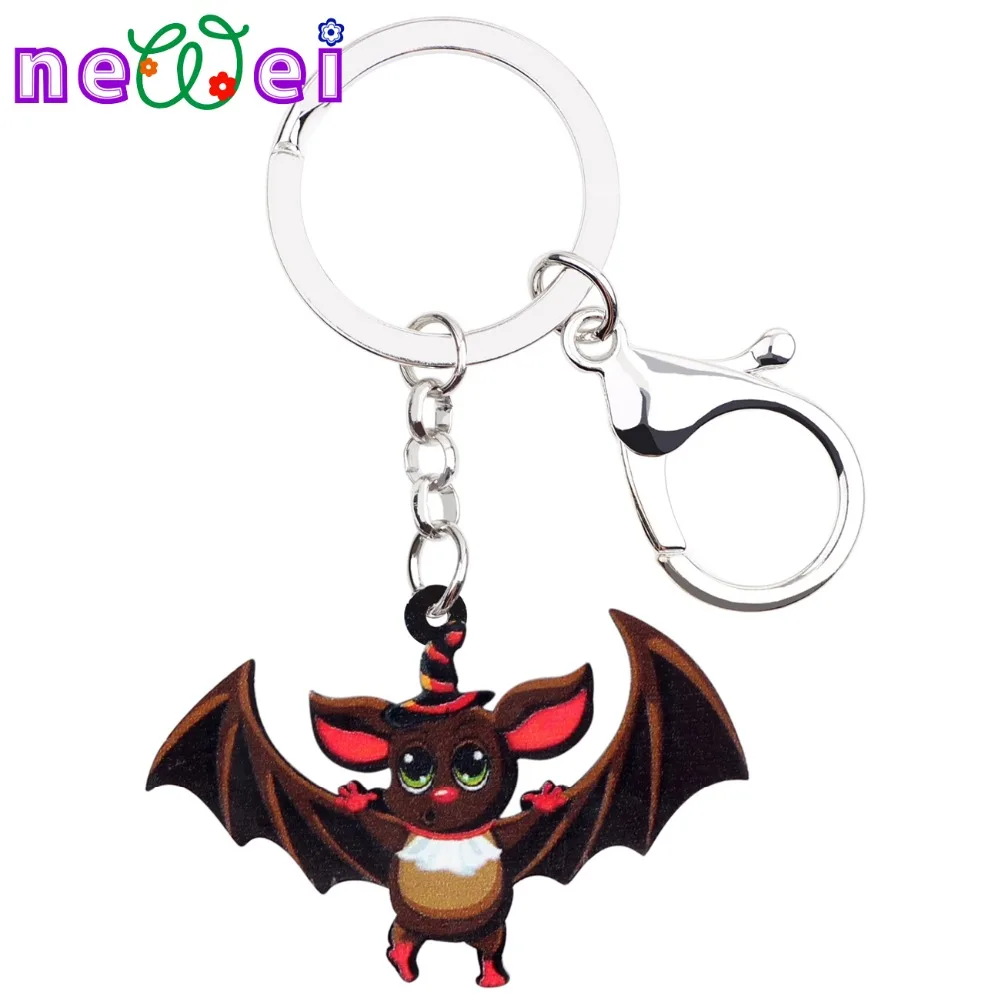 NEWEI Sweet Acrylic Halloween Sweet Bat Key Chain Keychain Ring Fashion