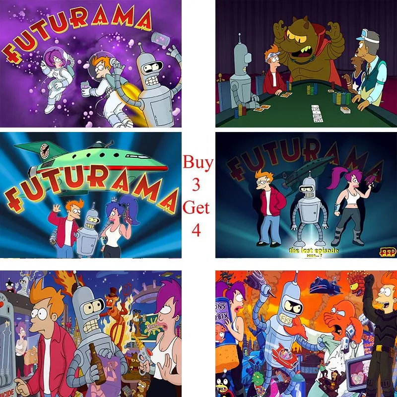 

Futurama Posters Cartoon Wall Stickers White Coated Paper Prints High Definition Home Decoration Livingroom Bedroom