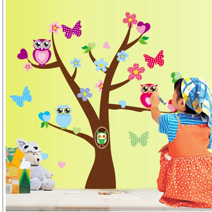2018-Sale-Stickers-Lovely-Young-Trees-Han-Edition-Composite-Wall-Posted-The-Third-Generation-Of-Owls