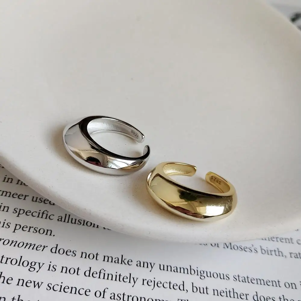 

Europe 925 Sterling Silver Concave Convex Curved Surface Rings For Women Elegant Open Rings Fine Jewelry Charm Anillos Plata 925