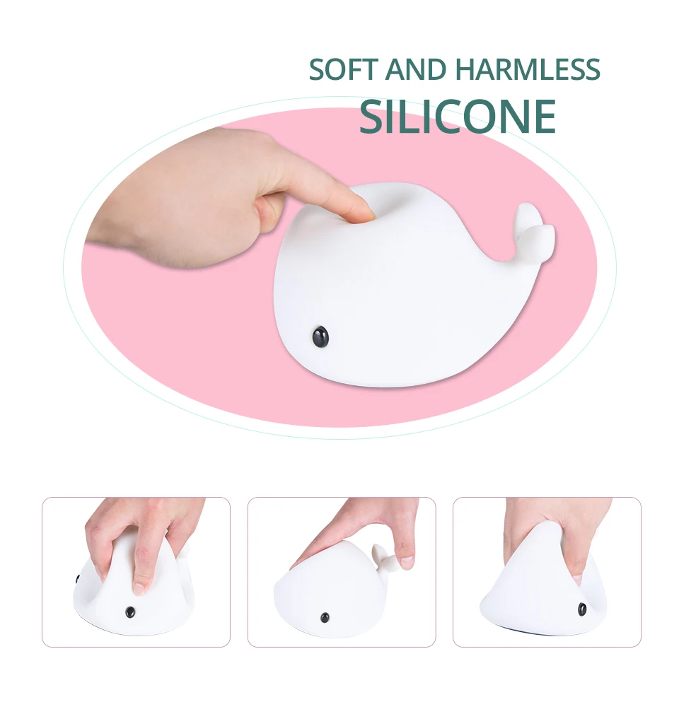 Night Light Lovely Sleeping Lamp Baby Room PandaRabbitDogDolphin Cartoon Animal Silicone Touch Sensor Tap Control Nightlight (5)