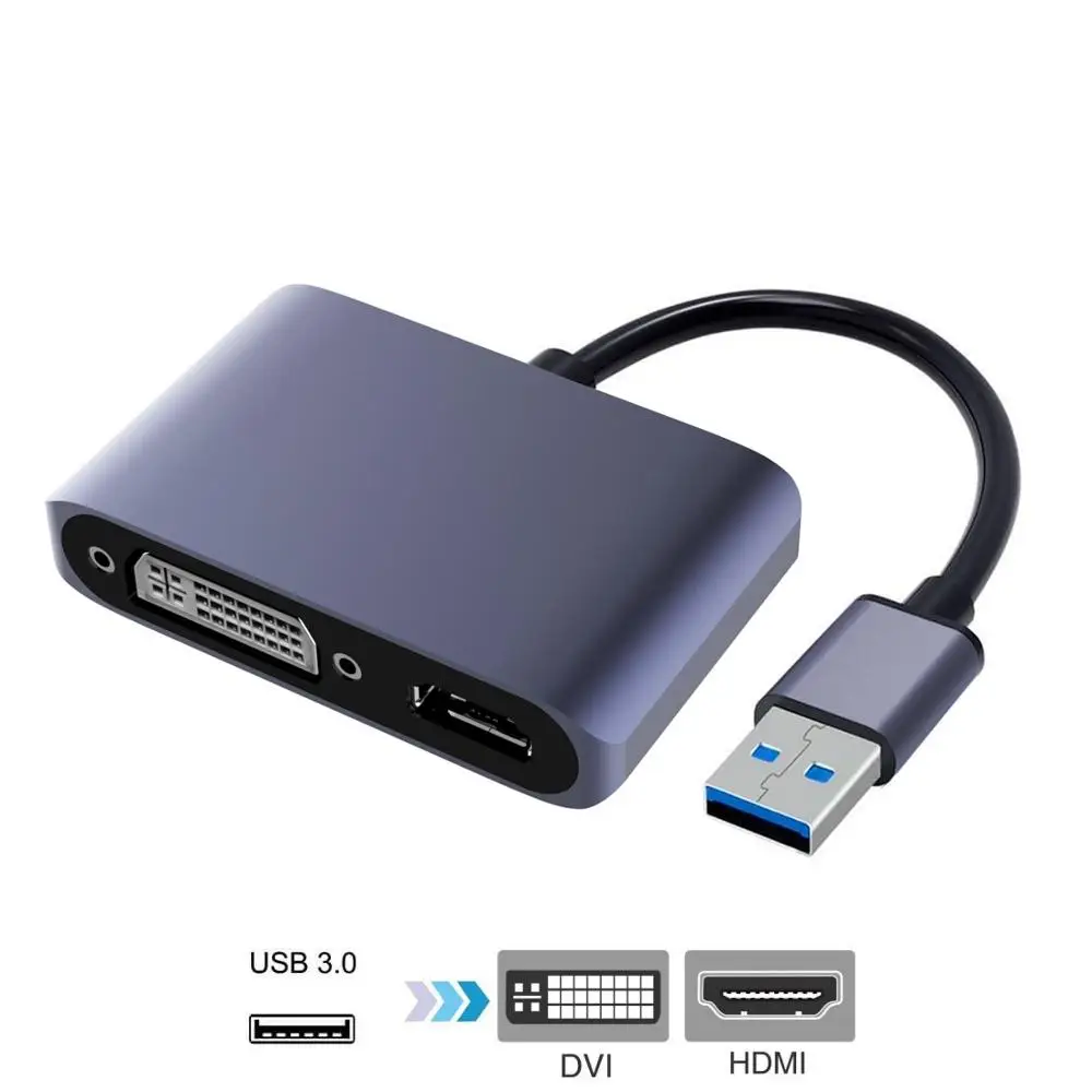 Кабель USB3.0 к HDMI DVI адаптер HD 1080P видео Графический конвертер только для Windows 7/8/10