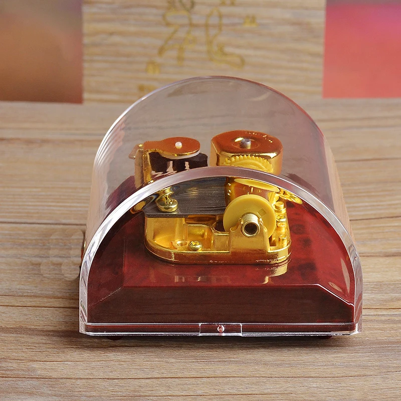 Creative Transparent Acrylic 18-Note Wind-up Musical Box Dome Box with Stop Button for Girl,Christmas Gift Birthday Gift for Kid