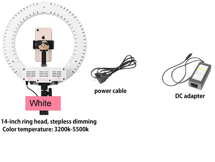 Светодиодный светильник-кольцо, красивый светильник, подставка, набор Anchorman, прямая трансляция, макияж, лампа, набор для камеры, сотового телефона, SLR - Цвет: Белый