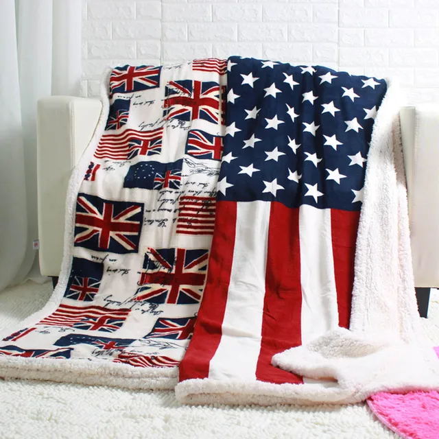 Double Layer Thick Usa Uk England British Flag Fleece Double Layer Thick Usa Uk England British Flag Fleece Sherpa Sofa Blanket Throw Blankets