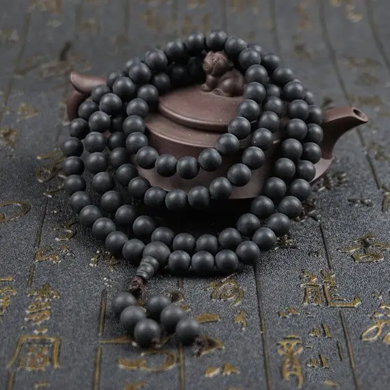 

6mm/8mm/10mm/12mm Natural Polished Ebony Wood Beads Ebony Mala Beads Black Ebony Wooden Mala Beads,Meditation Prayer Beads