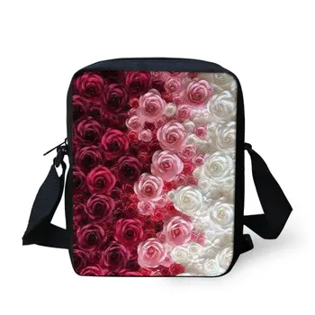 

THIKIN Rainbow Rose Women Messenger Bag 3D Flower Printed Girls Mini Bags Ladies Fashion Shoulder Bag Kids Crossbody Bags Custom