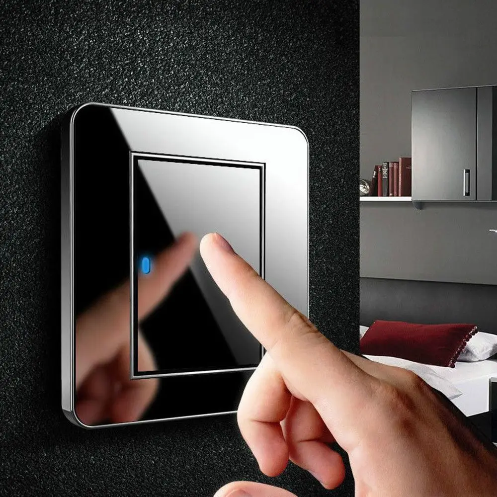 

Crystal Mirror LED Wall Light Switch 16A Push Button Panel With LED Indicator