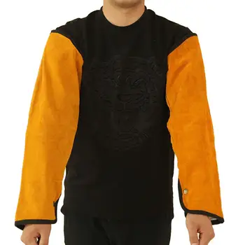 

1Pair Heat Resistant Welding Sleeves Leather Snap Button Closure Spark Resistant Protection Clothing For Electric Metallurgy Etc