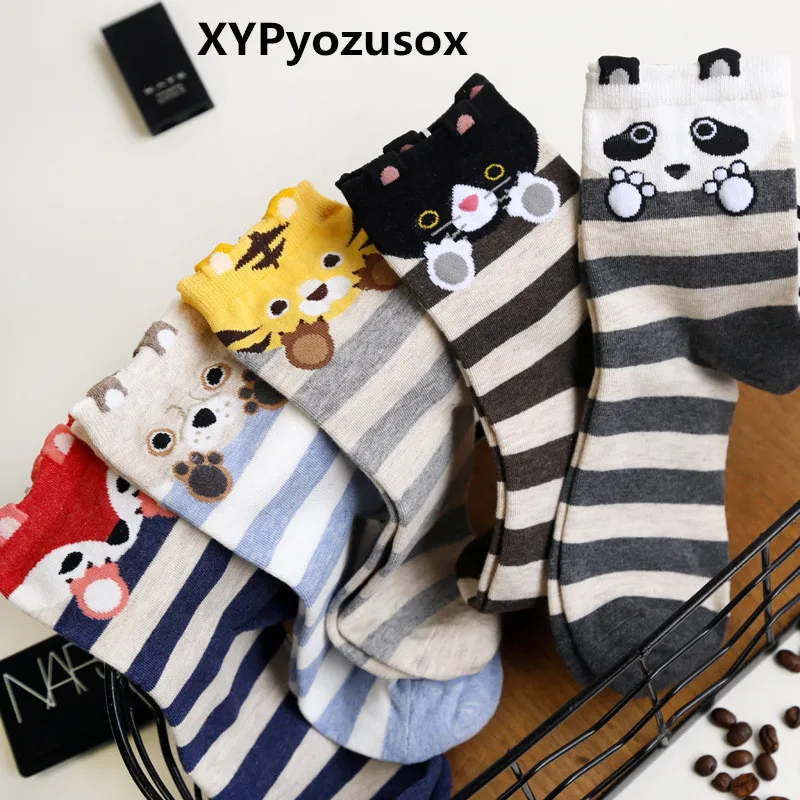 Fashion Women Socks Cotton Cartoon 3D Dog Fox Panda Funny Socks Cotton Winter Warm Meias Ankle Socks For Female Girl Gifts