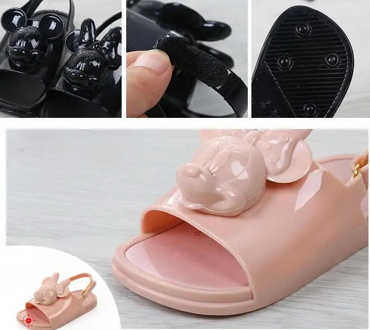 Melissa Twins Mini mouse Head; Новинка года; летняя трехмерная обувь; Новая прозрачная обувь; сандалии для девочек; нескользящие детские сандалии для малышей