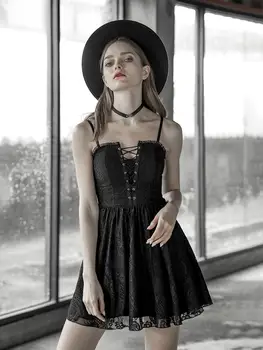 

Punk Rave Women's Goth Plunge Neck Lace Slip Dress PQ588LQ Asia Size(S-L)