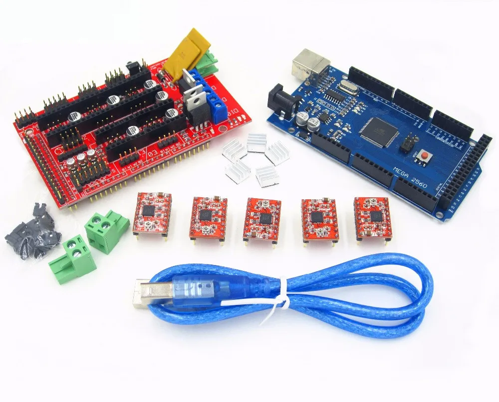 

Mega 2560 R3 + 1pcs RAMPS 1.4 Controller + 5pcs A4988 Stepper Driver Module for 3D Printer kit