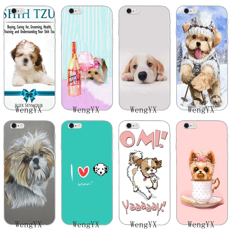 

lovely Shih Tzu puppy dogs Slim silicone Soft phone case For iPhone 4 4s 5 5s 5c SE 6 6s plus 7 7plus 8 8plus X