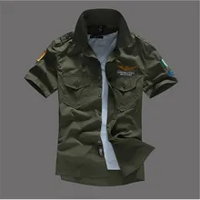 Летние шорты рукавами Для мужчин однотонные хлопковые работы Военная Униформа рубашка Camisa De Hombre CHEMISE Homme uomini Camicia