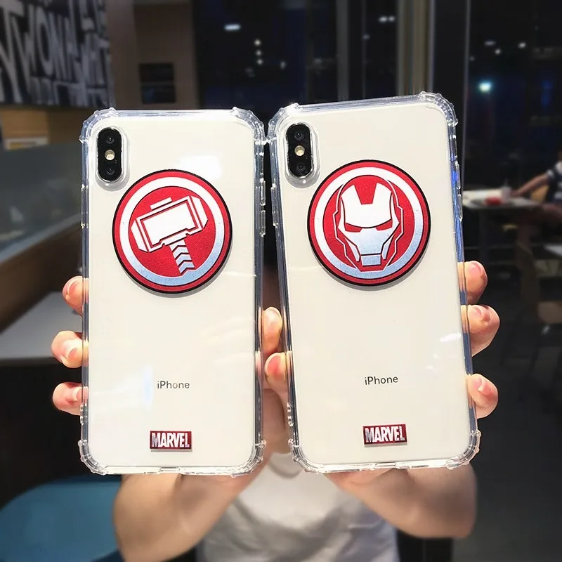 

Clear Marvel Comics Case For iphone 6s 6 s 8 7 plus Avengers Iornman Spiderman Shockproof Cover For iphone XS Max XR X 10 Cases