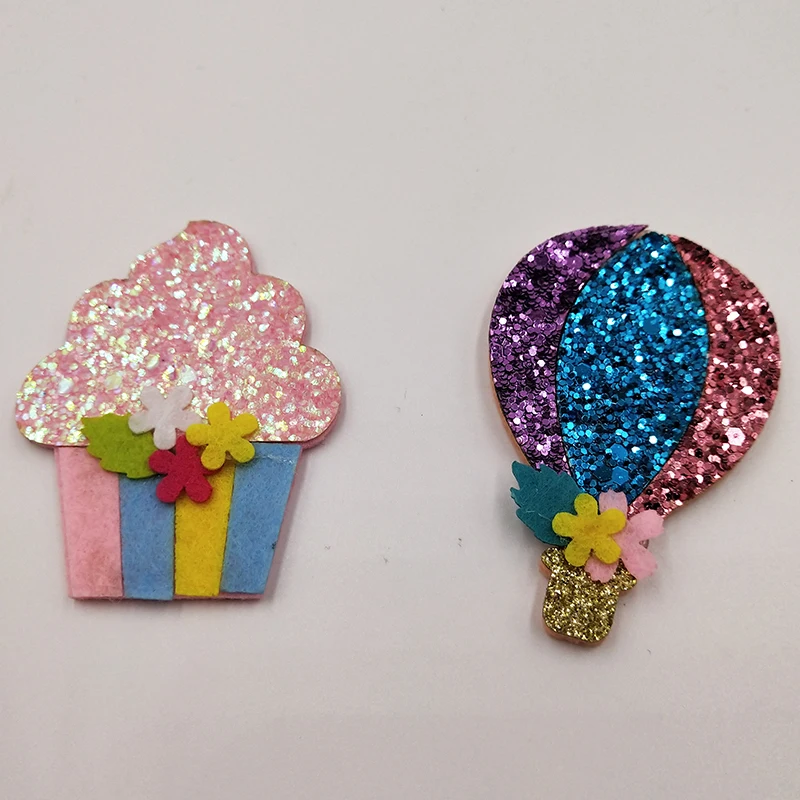 

10PCS/Lot Multi style Ice cream/Hot Air Balloon Padded Applique Crafts for Children Headwear Hair clip Accessorie