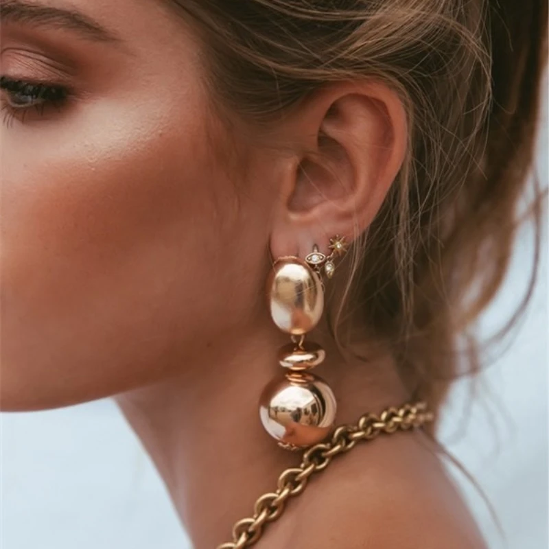

AOTEMAN 2019 Fashion Bohemian ZA Metal Multicolored Drop Dangle Earrings For Women Geometric Vintage Wedding Party Gifts