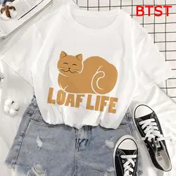 Женская одежда 2019 Loaf Life забавная хлопковая Футболка эстетические белые топы Повседневная Милая футболка женская винтажная японская одежда