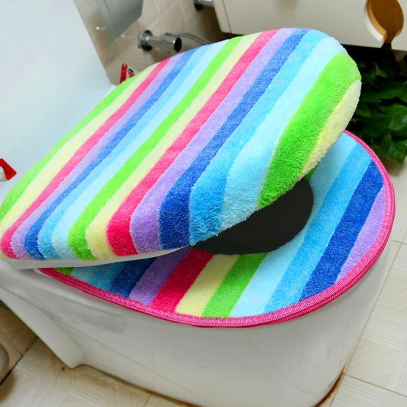 

Thick Coral velvet luxury toilet Seat Cover Set soft Warm Zipper One / Two-piece toilet lid Case Waterproof Bathroom WC Cover