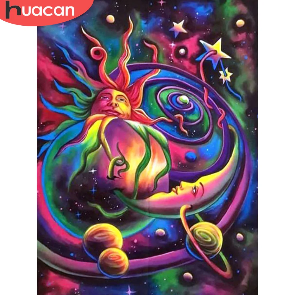 

HUACAN Diamond Mosaic Set Cartoon Diamond Embroidery Moon DIY Diamond Painting Cross Stitch Full Square/round Rhinestone Picture