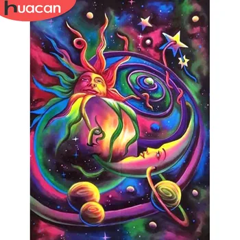 

HUACAN Diamond Mosaic Set Cartoon Diamond Embroidery Moon DIY Diamond Painting Cross Stitch Full Square/round Rhinestone Picture