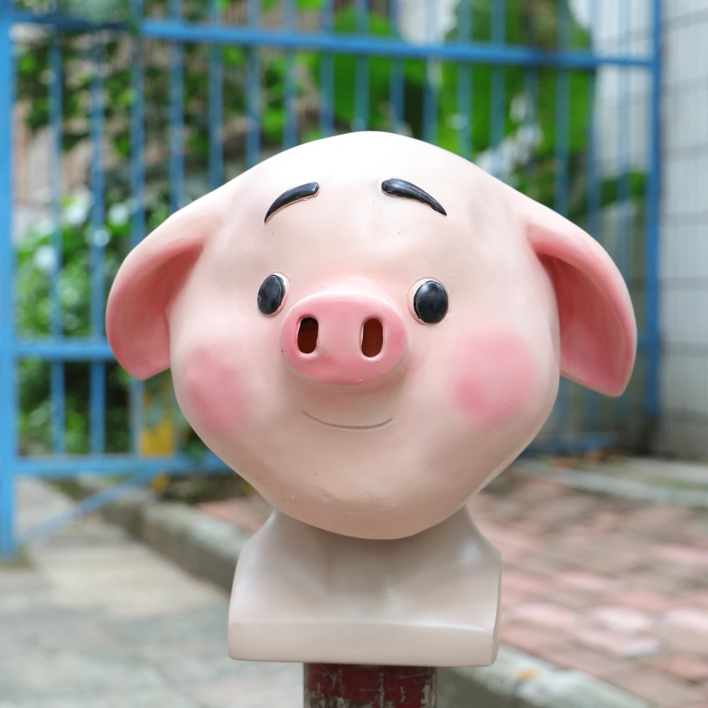 2019 Sweet Cute Pig Mask Funny Animal Mask Zoo Pig Mask Halloween Latex Mask Cosplay New (2)