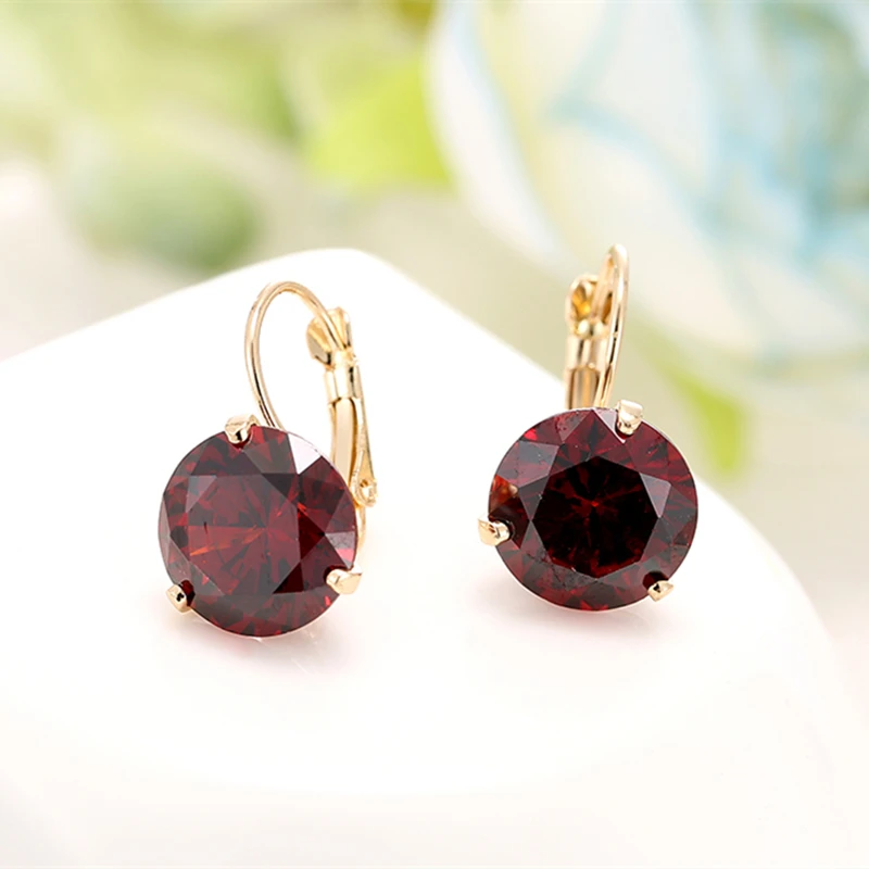 6 Color Women's Charm ruby-jewelry Big Stone Earrings Crystal Earrings Brinco grande Vintage Bijouterie Statement Earrings