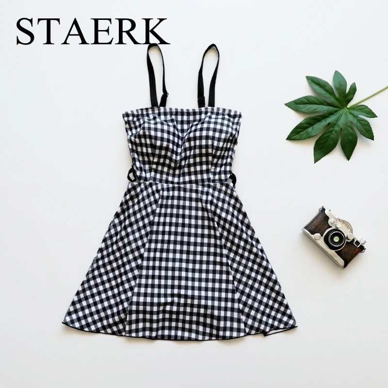 

STAERK 2018 Sexy lattice Bare back Skirt Swimwear Women One Piece Swimsuit Beachwear Bathing suit Swimwear dress Plus size
