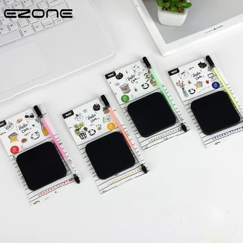 

EZONE 1PC Black Color Sticky Notes With Marker Pen Set 50 PCS Inner Page Creative Office Stationery Self-Adhesive Note Pads