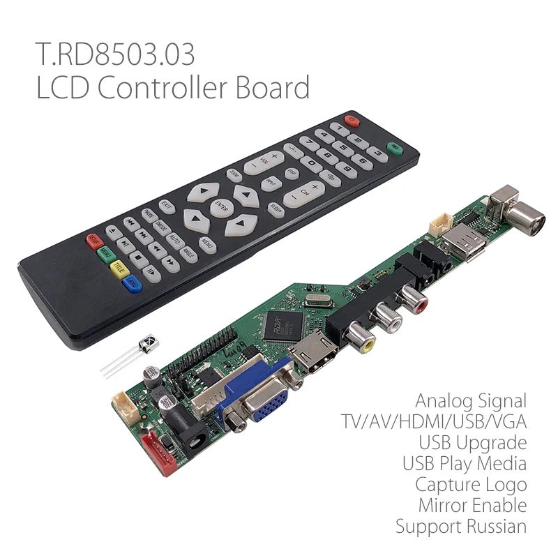 

T.RD8503.03 Universal LCD LED TV Controller Driver Board TV/PC/VGA/HDMI/USB Interface 8.9-42 inch Matrix Russian