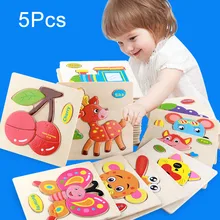 Новинка, 5 шт., Детские Мультяшные деревянные игрушки-головоломки с ручками, транспортные головоломки, случайные узоры