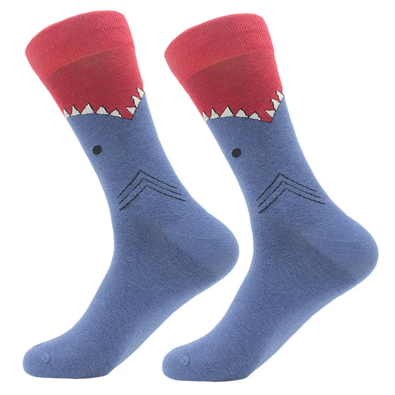 MYORED 1 пара мужские носки из чесаного хлопка с рисунками животных Птица Акула Зебра Кукуруза арбуз морская еда геометрический Новинка
