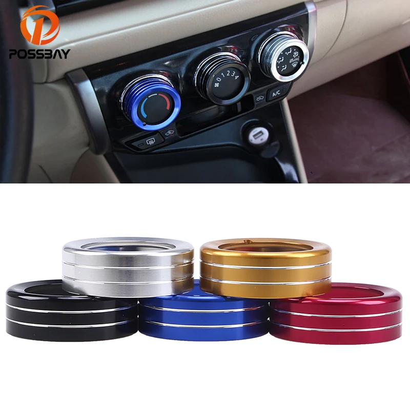 POSSBAY Silver/Gold/Blue/Red/Black Car Air Condition Knob